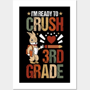 I'm ready to crush 3rd Grade! Back to School Cute Rabbit Posters and Art